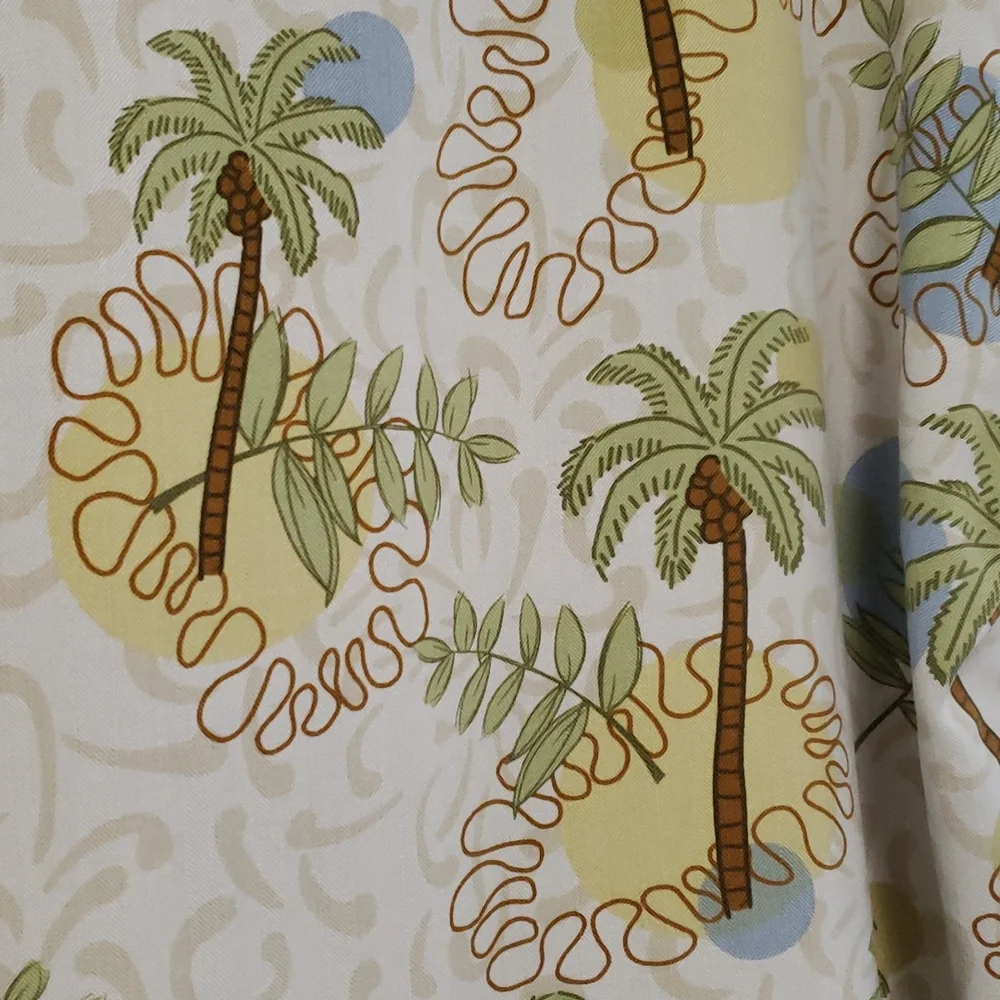 Banana Cabana 100% silk‎ button front shirt size large